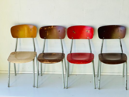 Vintage School Chairs, Set of 4-ALG-1370719