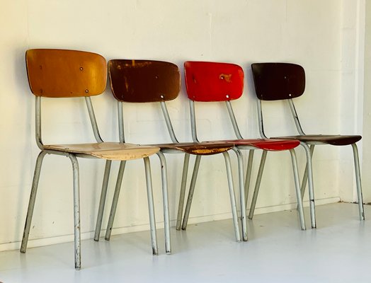 Vintage School Chairs, Set of 4-ALG-1370719