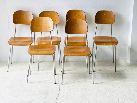 Vintage School Chairs, Set of 6-ALG-2020117