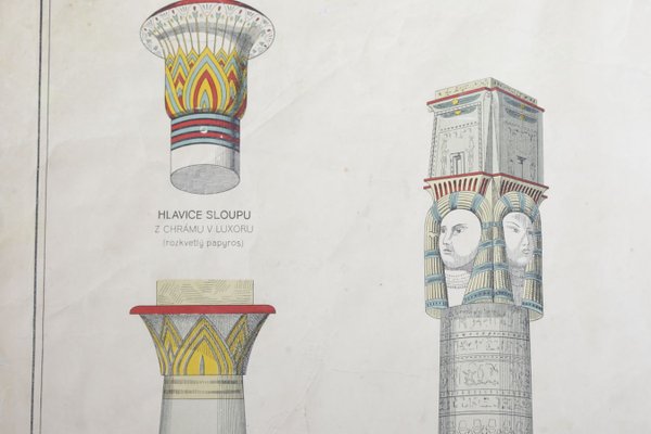 Vintage School Poster of an Egyptian Column, 1940s-ALG-685998