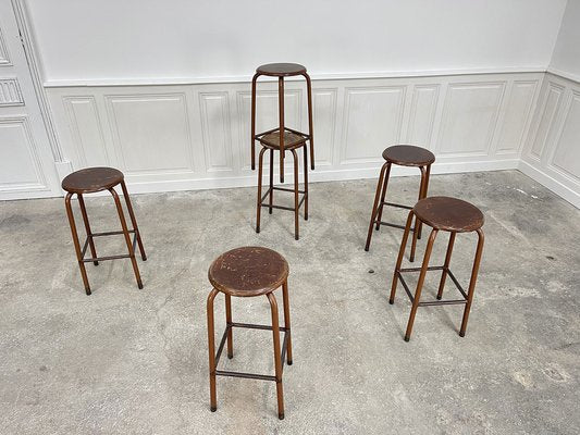 Vintage School Stools, 1950s, Set of 6-PB-1798783