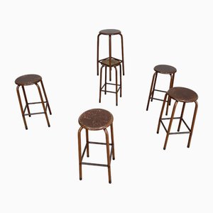 Vintage School Stools, 1950s, Set of 6-PB-1798783