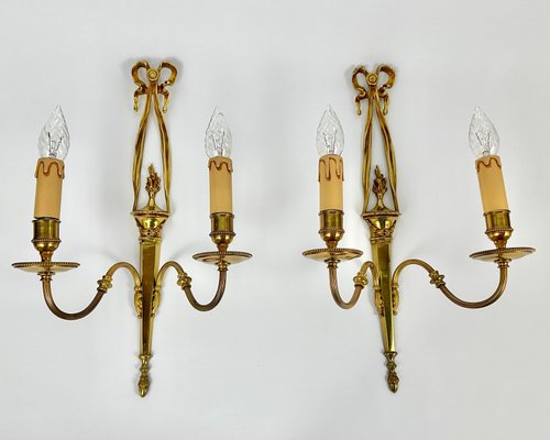 Vintage Sconces in Gilt Brass, France, 1950s, Set of 2-GYX-2016423