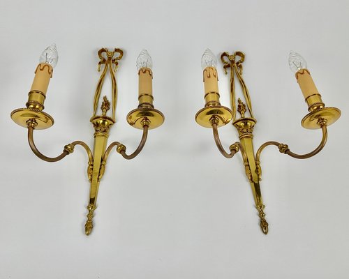 Vintage Sconces in Gilt Brass, France, 1950s, Set of 2-GYX-2016423