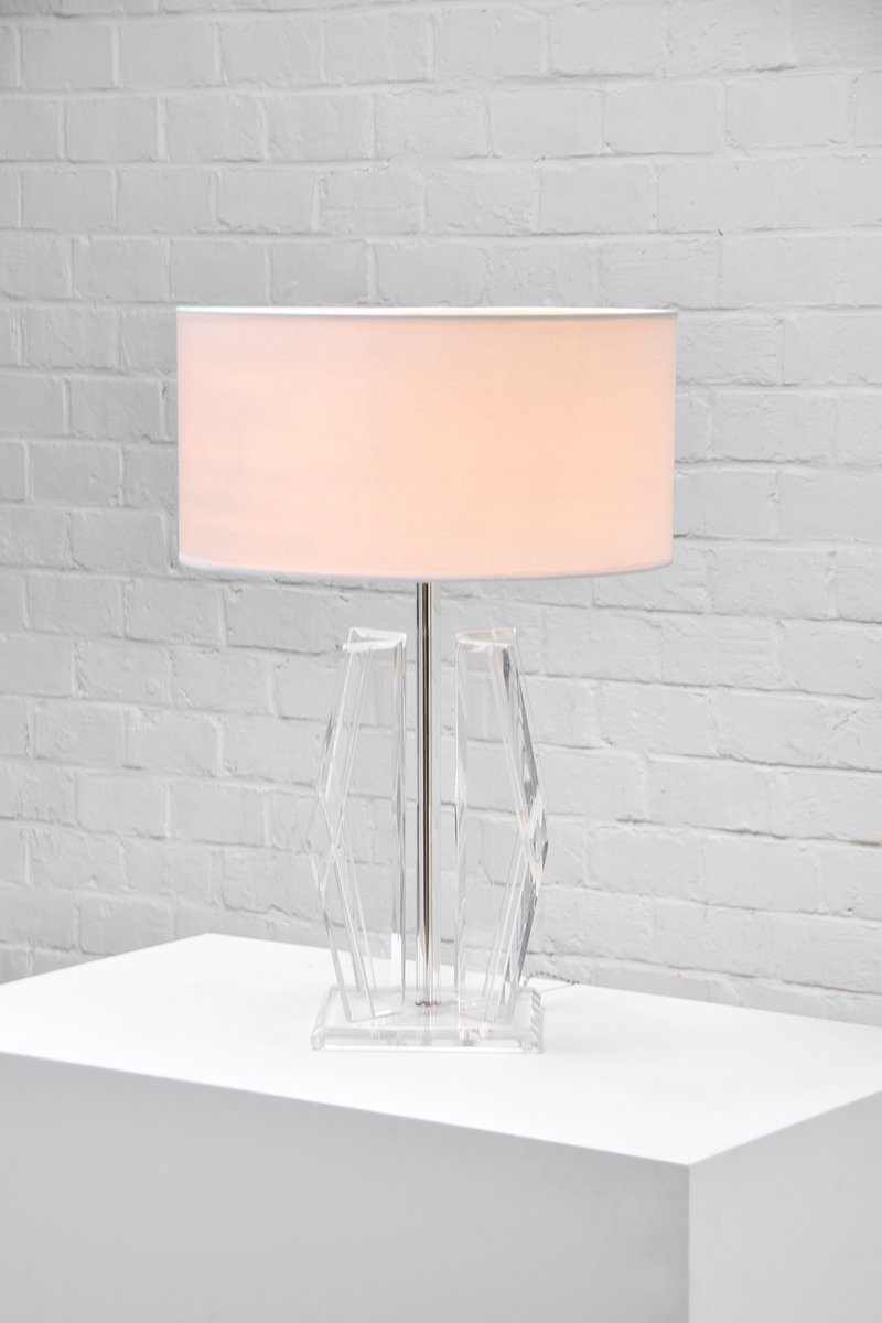 Vintage Sculptural Acrylic Glass Table Lamp in Style of Hivo Van Teal, 1970s