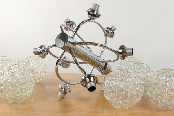 Vintage Sculptural Glass Ball Sputnik Pendant Lamp, 1970s-FUP-666939