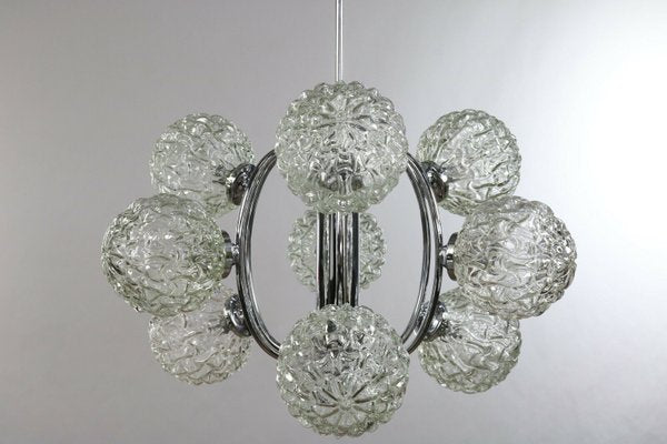 Vintage Sculptural Glass Ball Sputnik Pendant Lamp, 1970s-FUP-666939