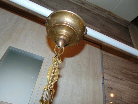 Vintage Secessionist Brass Ceiling Lamp-CAQ-961846