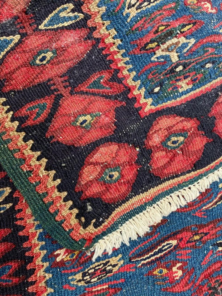 Vintage Senneh Kilim Flat Rug