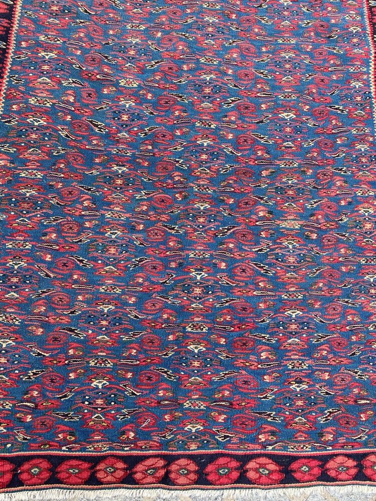 Vintage Senneh Kilim Flat Rug