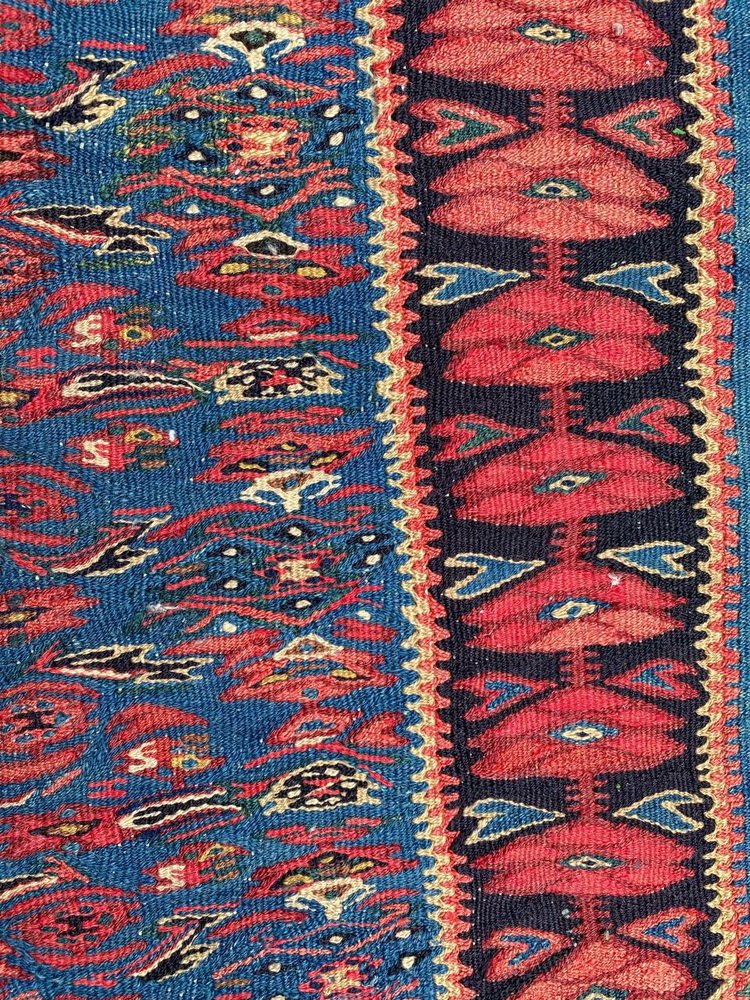 Vintage Senneh Kilim Flat Rug