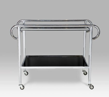 Vintage Serving Bar Cart in Glass and Brass-GGO-1748664