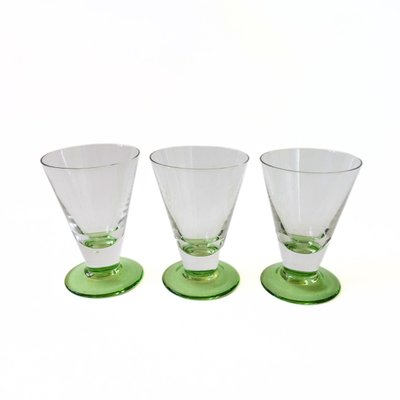 Vintage Shot Glasses with Green Feet from Gullaskruf, Set of 3-JKV-1786097