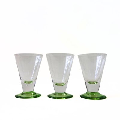 Vintage Shot Glasses with Green Feet from Gullaskruf, Set of 3-JKV-1786097