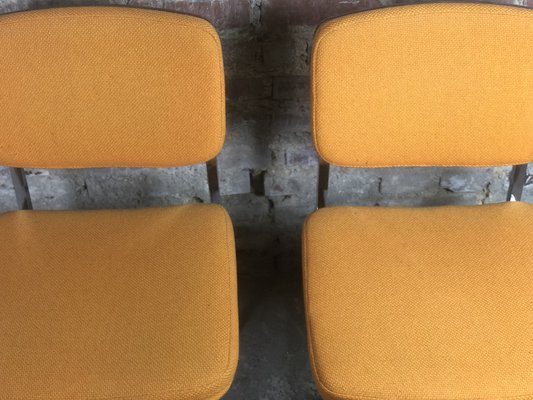 Vintage Side Chairs in Chromed Metal & Yellow Wool, 1970s, Set of 2-RWZ-1327703