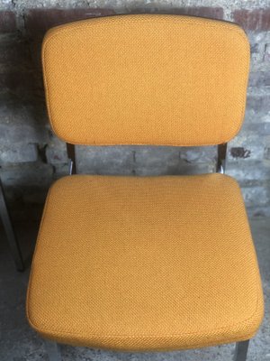 Vintage Side Chairs in Chromed Metal & Yellow Wool, 1970s, Set of 2-RWZ-1327703