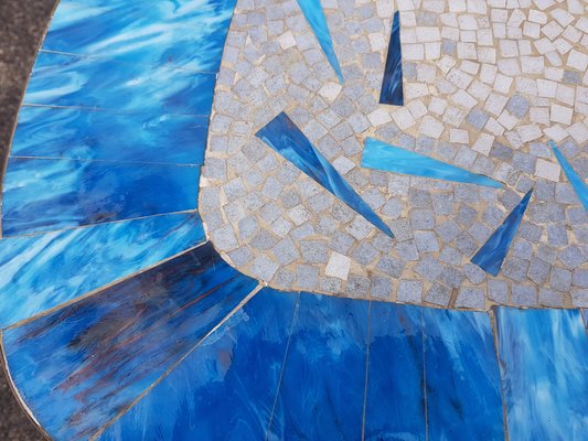 Vintage Side Table With Blue & White Mosaic Stone Top, 1960s-YFS-1323937