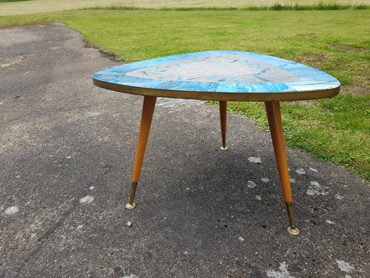 Vintage Side Table With Blue & White Mosaic Stone Top, 1960s-YFS-1323937