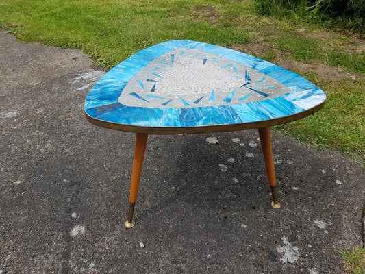 Vintage Side Table With Blue & White Mosaic Stone Top, 1960s-YFS-1323937