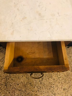 Vintage Side Table with Marble Top-RZY-946535