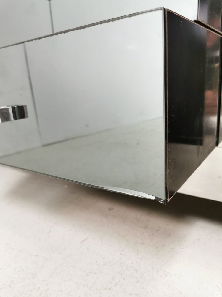 Vintage Sideboard in Steel & Glass by Michel Pigneres, 1970s