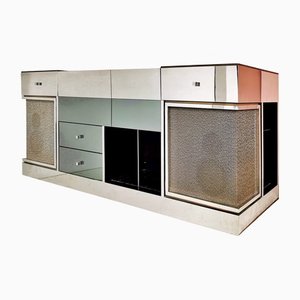 Vintage Sideboard in Steel & Glass by Michel Pigneres, 1970s-PRS-1421441