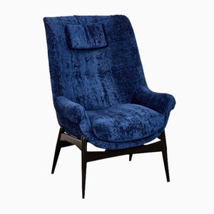 Vintage Silk Velvet Armchair-Club Chair by Júlia Gaubek, Hungary, 1976-XCG-1781322