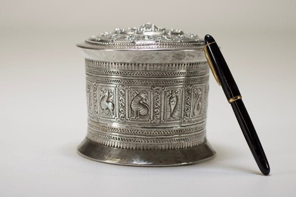 Vintage Silver Betel Box, 1890s-OWS-1817125