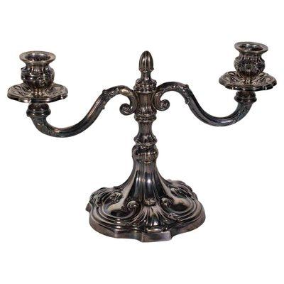 Vintage Silver Candleholder, Italy, Mid-20th Century-ZCI-1788530