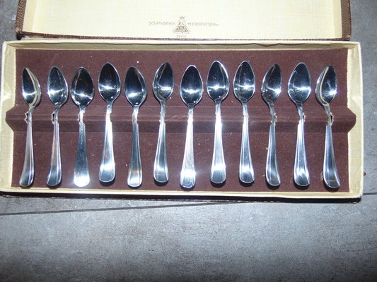 Vintage Silver Caviar Spoons from Sola, Set of 12-CAQ-560141