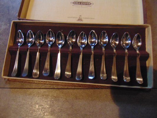 Vintage Silver Caviar Spoons from Sola, Set of 12-CAQ-560141