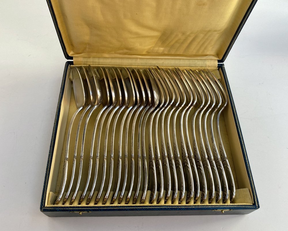 Vintage Silver Plate Utensils, France, 1950s, Set of 24