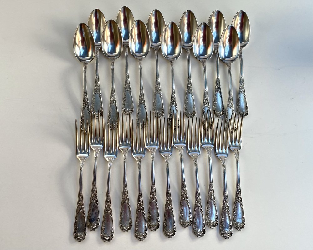 Vintage Silver Plate Utensils, France, 1950s, Set of 24-GYX-1811002