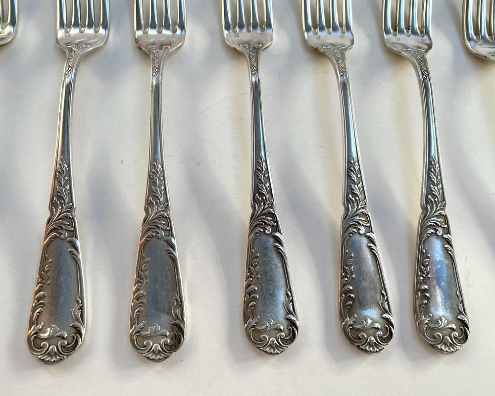 Vintage Silver Plate Utensils, France, 1950s, Set of 24