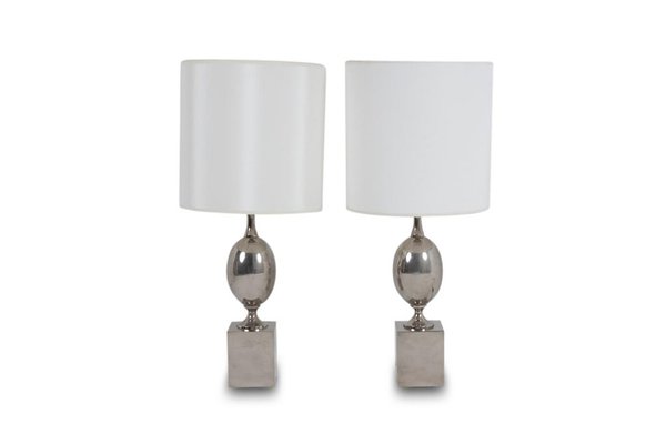 Vintage Silver-Plated Brass Lamps by Philippe Barbier, 1970s-CEJ-1820346