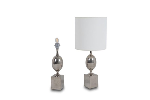 Vintage Silver-Plated Brass Lamps by Philippe Barbier, 1970s-CEJ-1820346