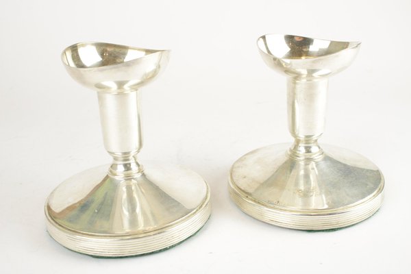 Vintage Silver-Plated Candleholders from G.A.B., Set of 2-HYQ-1284818