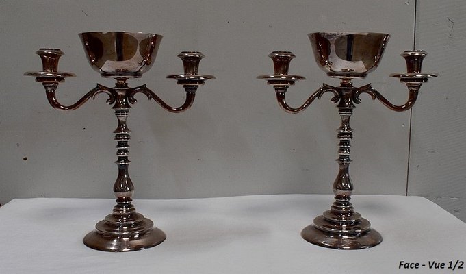 Vintage Silver-Plated Candleholders, Set of 2-RVK-716107