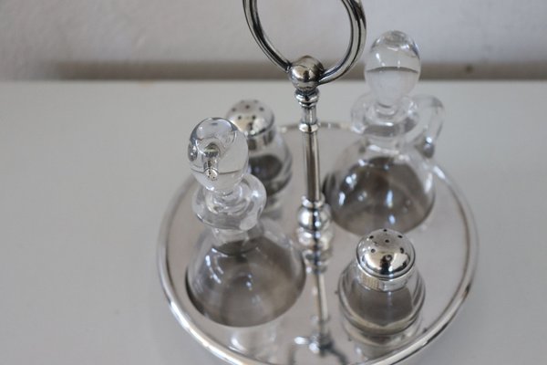 Vintage Silver-Plated Condiment Set by Fleuron Christofle, France, 1970s, Set of 4-DCO-1342217