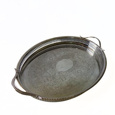 Vintage Silver Plated Tray with Handles from Scandia Present, Sweden-JKV-2023201