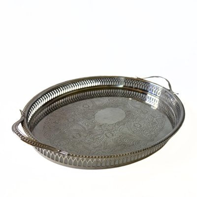 Vintage Silver Plated Tray with Handles from Scandia Present, Sweden-JKV-2023201