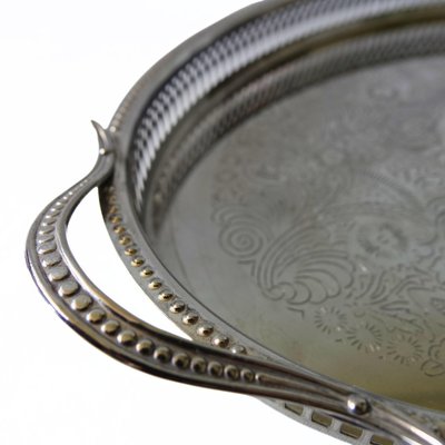 Vintage Silver Plated Tray with Handles from Scandia Present, Sweden-JKV-2023201