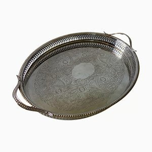 Vintage Silver Plated Tray with Handles from Scandia Present, Sweden-JKV-2023201