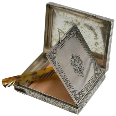 Vintage Silver Powder Case, 20th Century-ZCI-820886