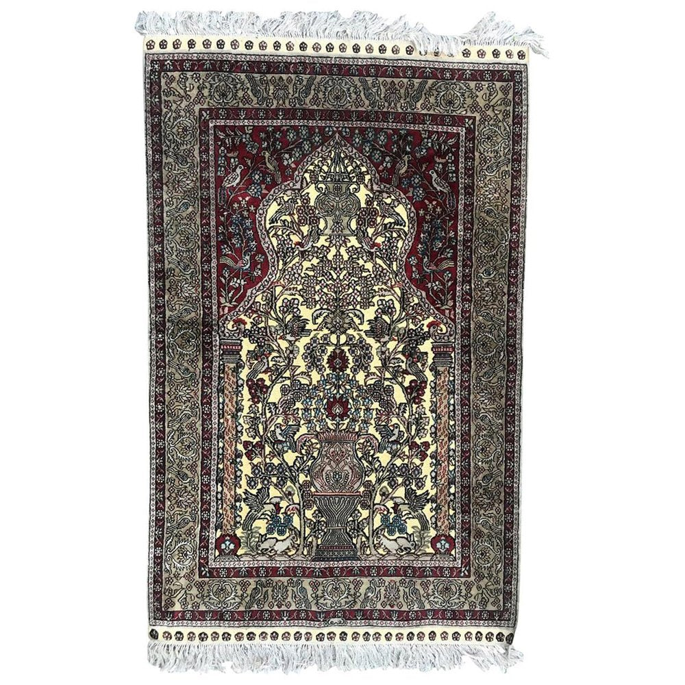 Vintage Sino Hereke Silk and Gold Rug