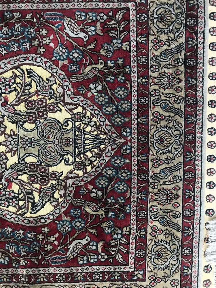 Vintage Sino Hereke Silk and Gold Rug