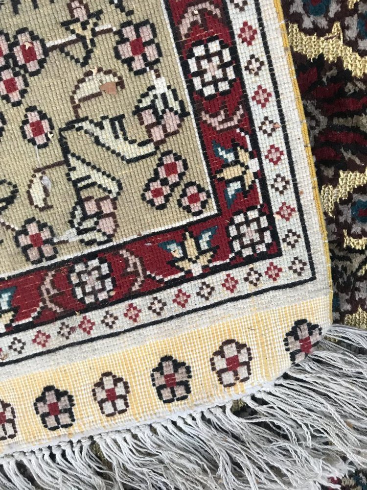 Vintage Sino Hereke Silk and Gold Rug