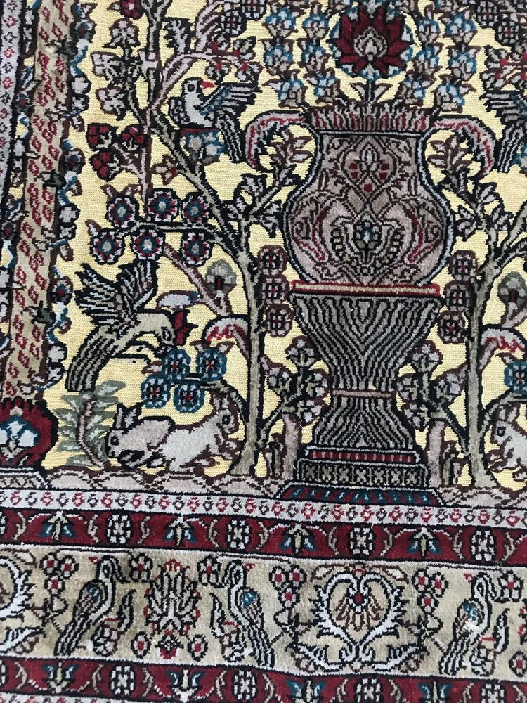 Vintage Sino Hereke Silk and Gold Rug