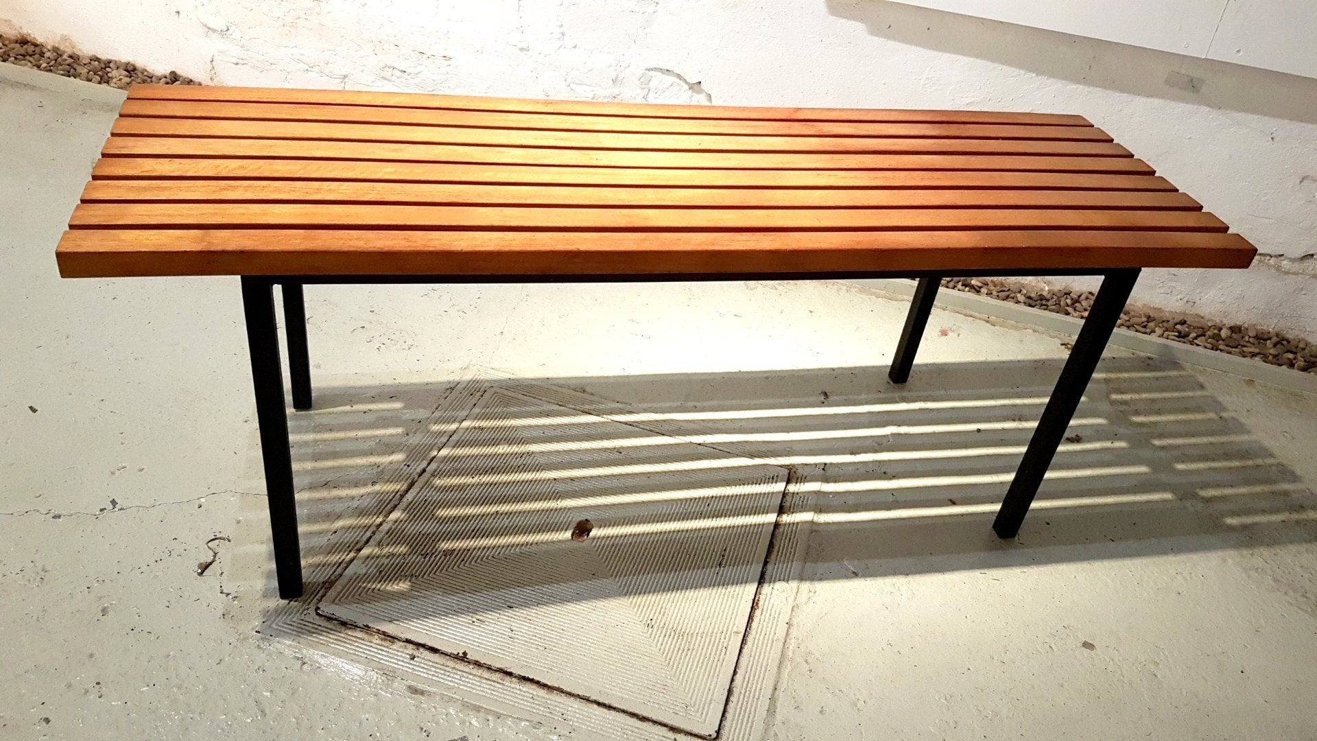 Vintage Slatted Bench Coffee Table, 1960s