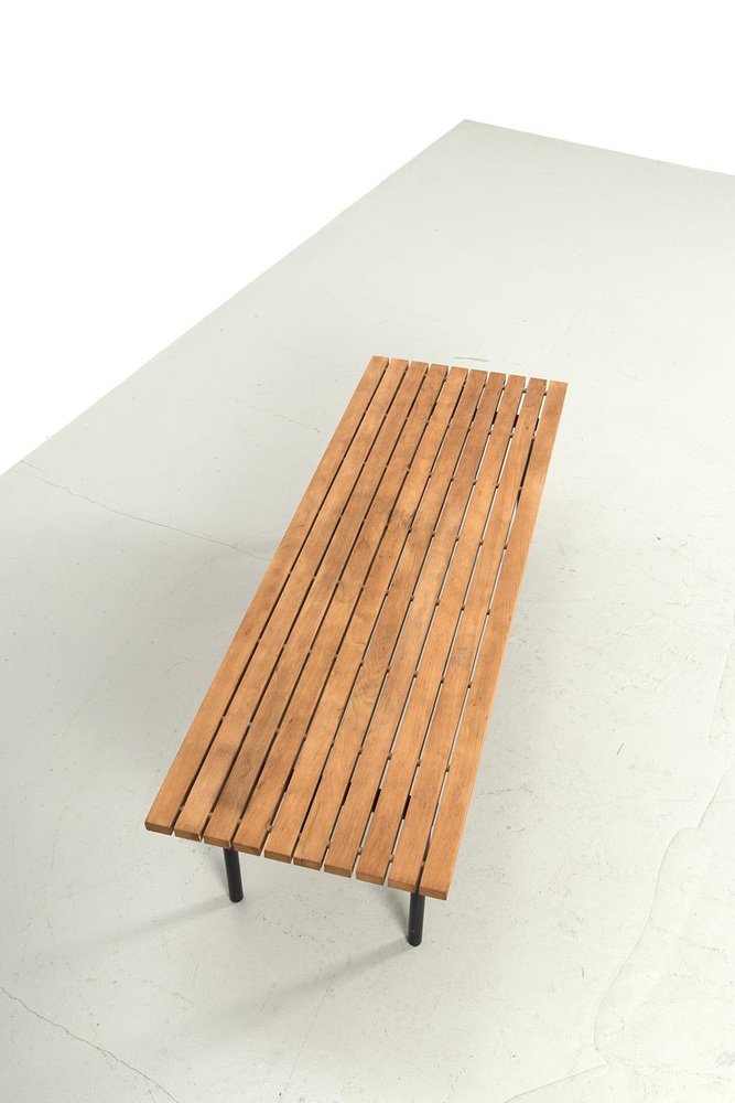 Vintage Slatted Wood Bench